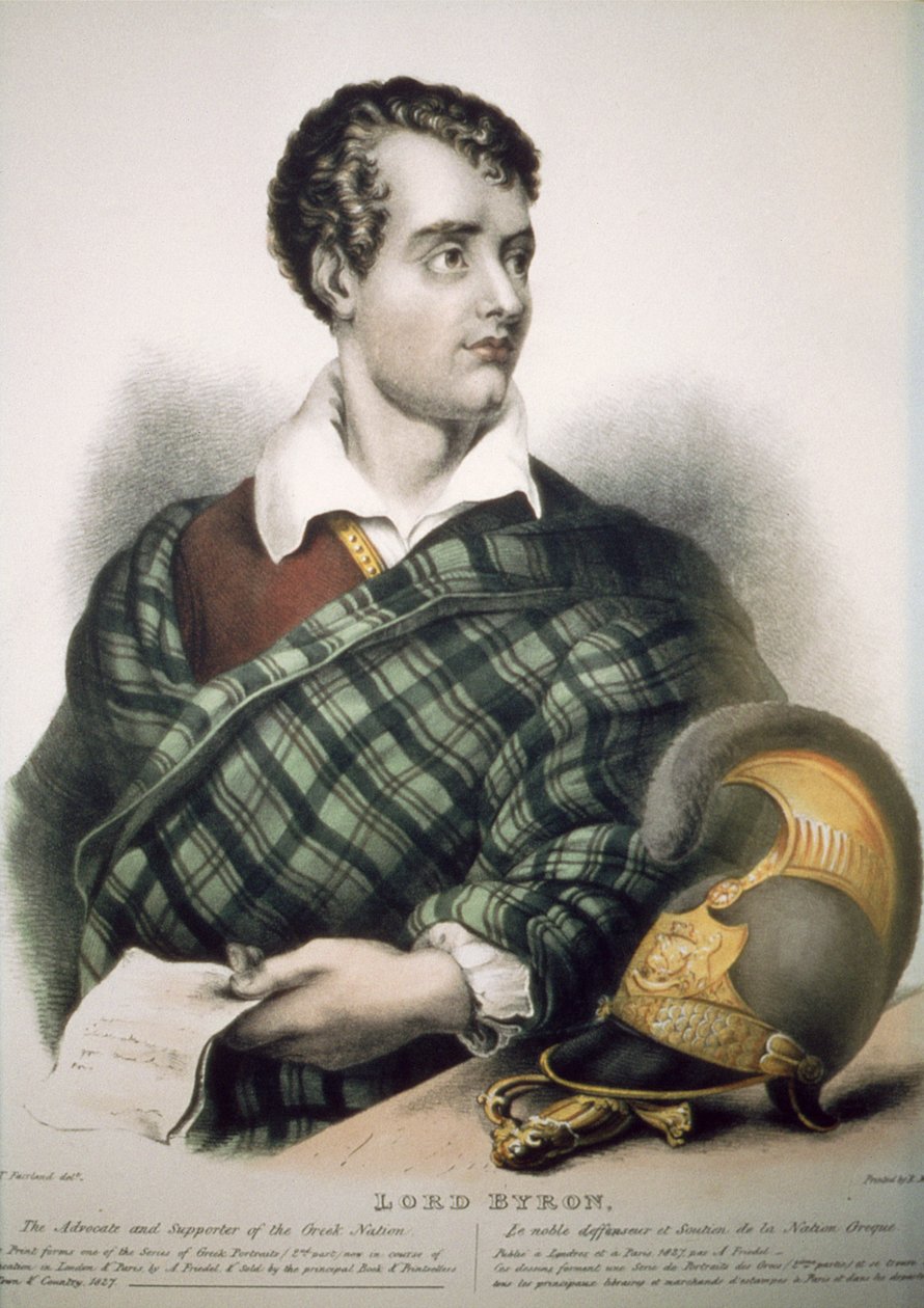 Lord Byron (1788-1824) 1827 da Thomas Fairland