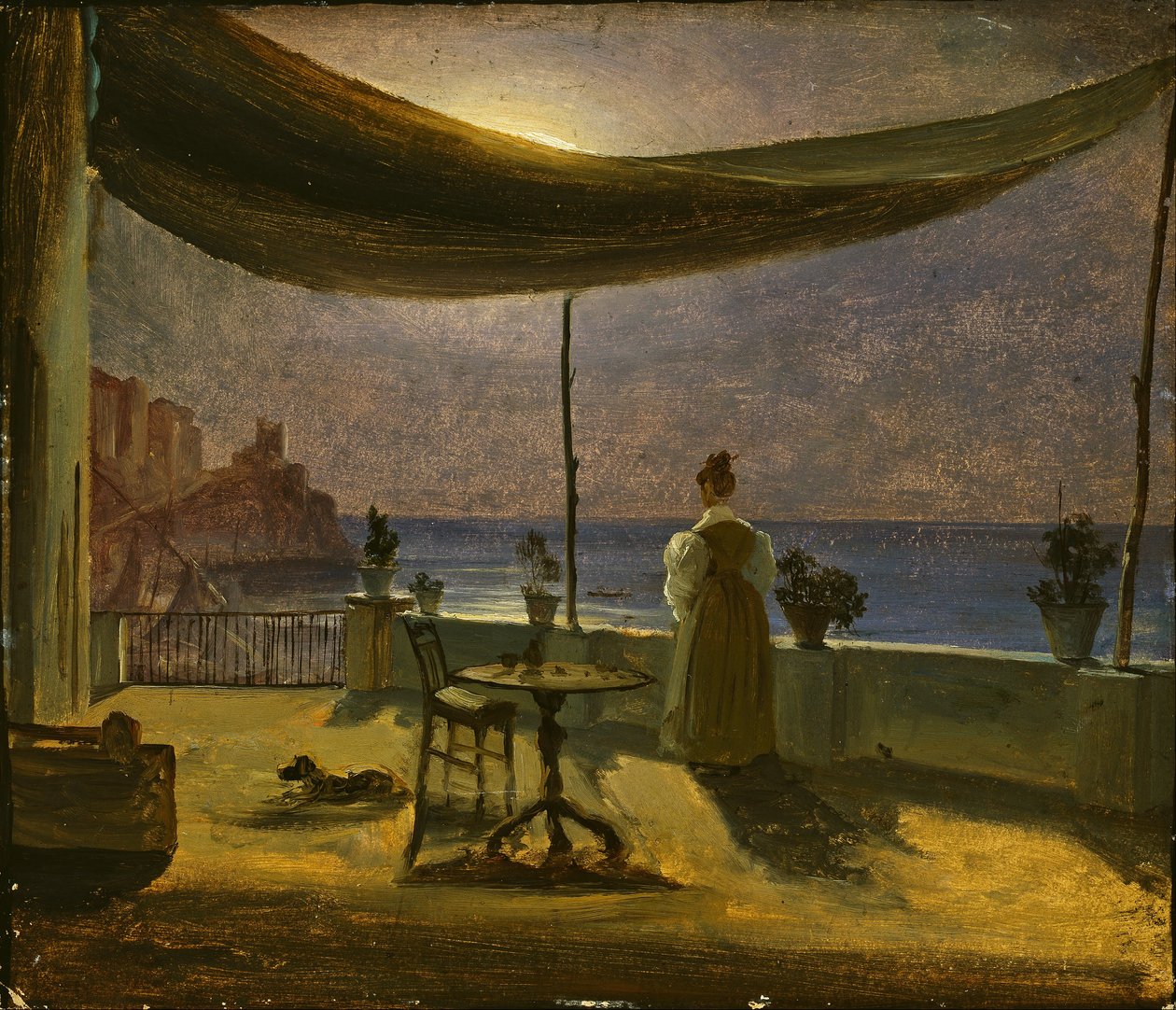 Una terrazza ad Amalfi al chiaro di luna da Thomas Fearnley