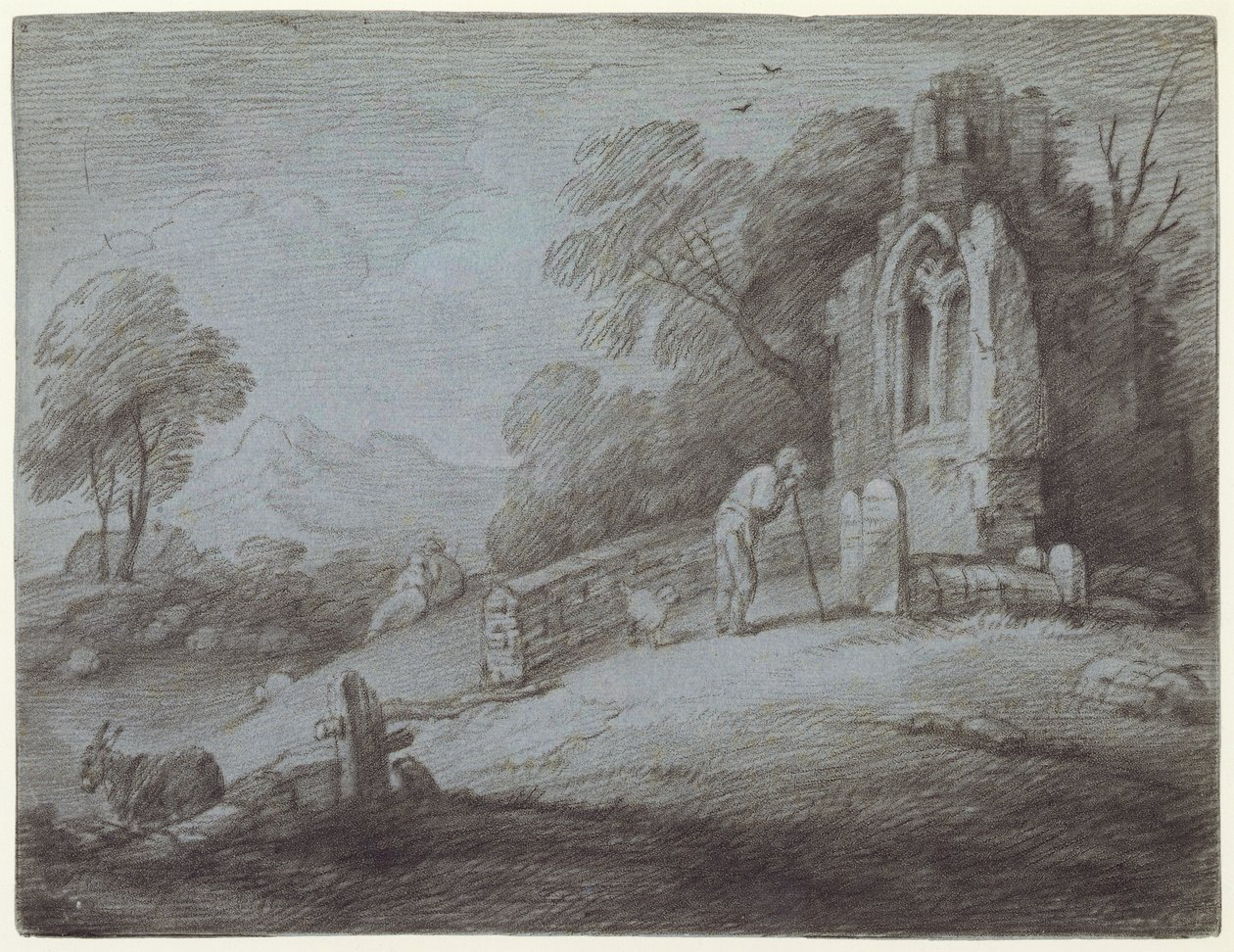 Cimitero con figura che contempla una lapide da Thomas Gainsborough