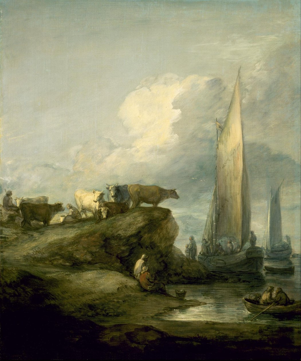 Scena costiera con navi e bestiame da Thomas Gainsborough