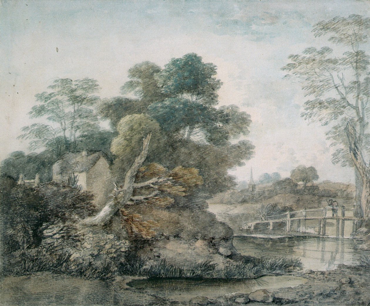Paesaggio con cottage e ruscello da Thomas Gainsborough