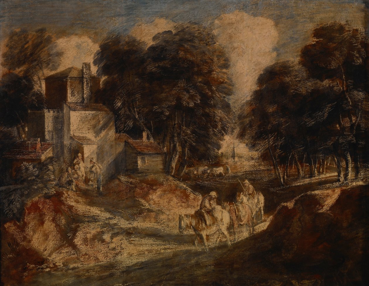 Paesaggio boscoso con contadini a cavallo da Thomas Gainsborough