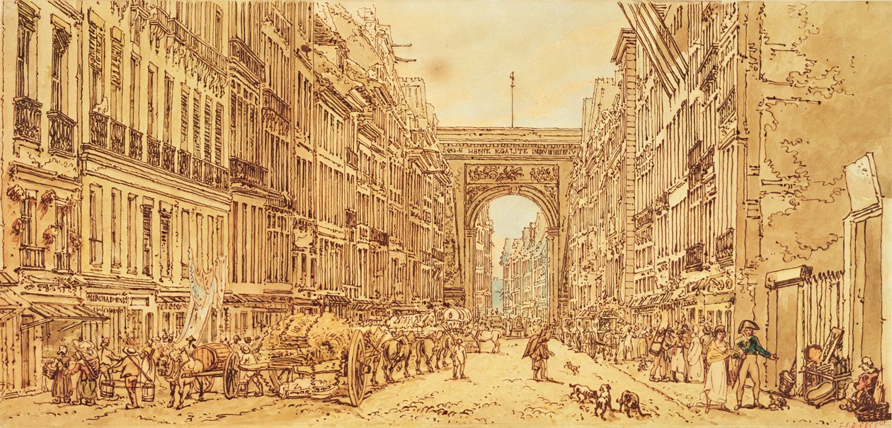 Il Faubourg e la Porta Saint-Denis, 1801 da Thomas Girtin