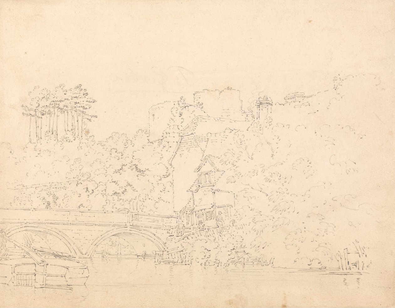 Ponte e castello di Tonbridge, Kent da Thomas Girtin