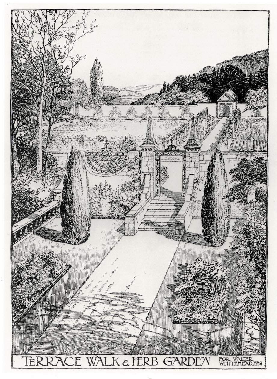 Passeggiata sulla Terrazza e Giardino delle Erbe, da The Art and Craft of Garden Making di Thomas Mawson, pubblicato nel 1900 da Thomas Hayton Mawson