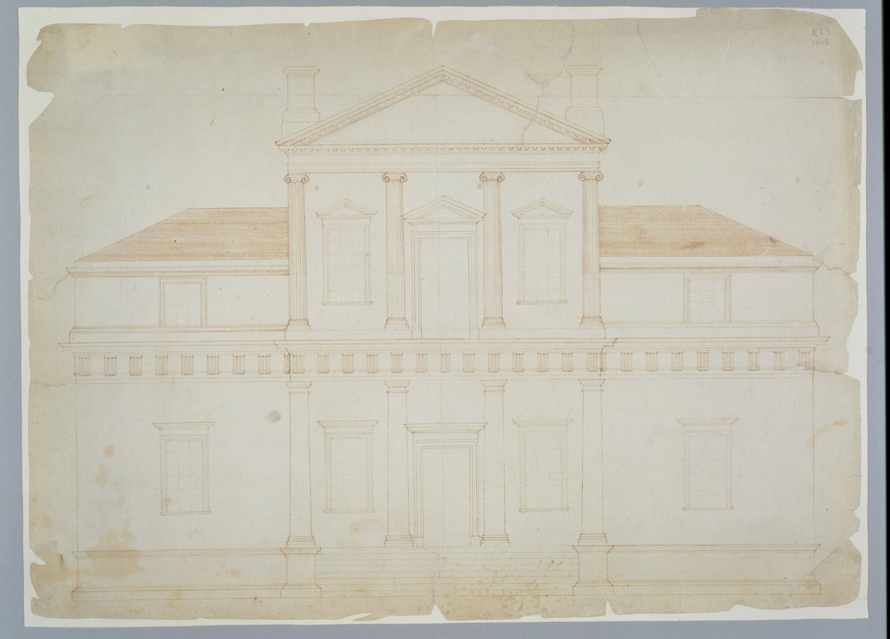 Monticello, Prima Versione (Elevazione), probabilmente prima di marzo 1771 da Thomas Jefferson