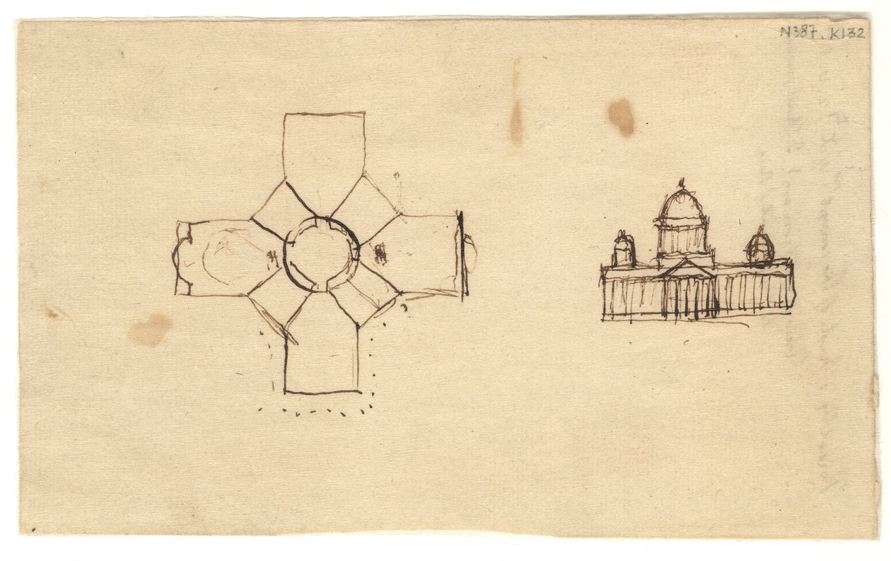 Washington: Capitol, studio di pianta ed elevazione, 1792 da Thomas Jefferson