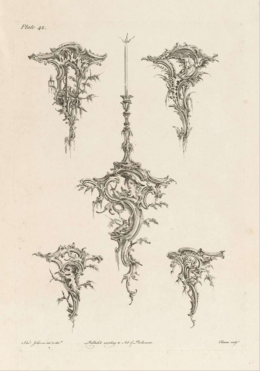 Progetto per mensole da parete, Tavola 42 in Centocinquanta nuovi disegni da Thomas Johnson