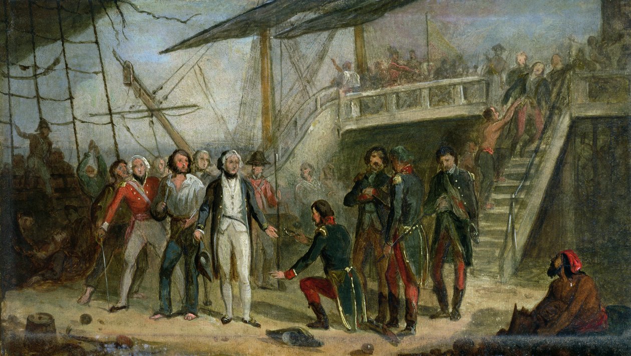 Nelson che sale a bordo del 