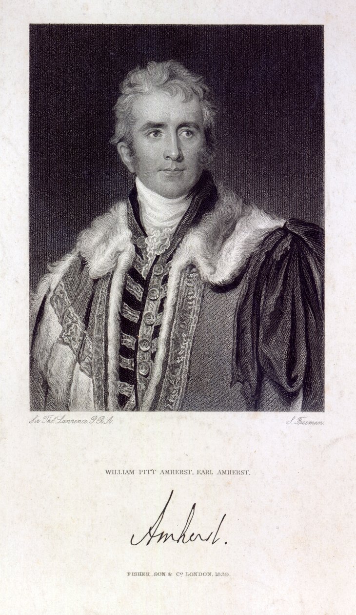 William Pitt Amherst, conte Amherst di Arracan (1773-1857), inciso da Samuel Freeman (1773-1857), 1829 da Thomas Lawrence