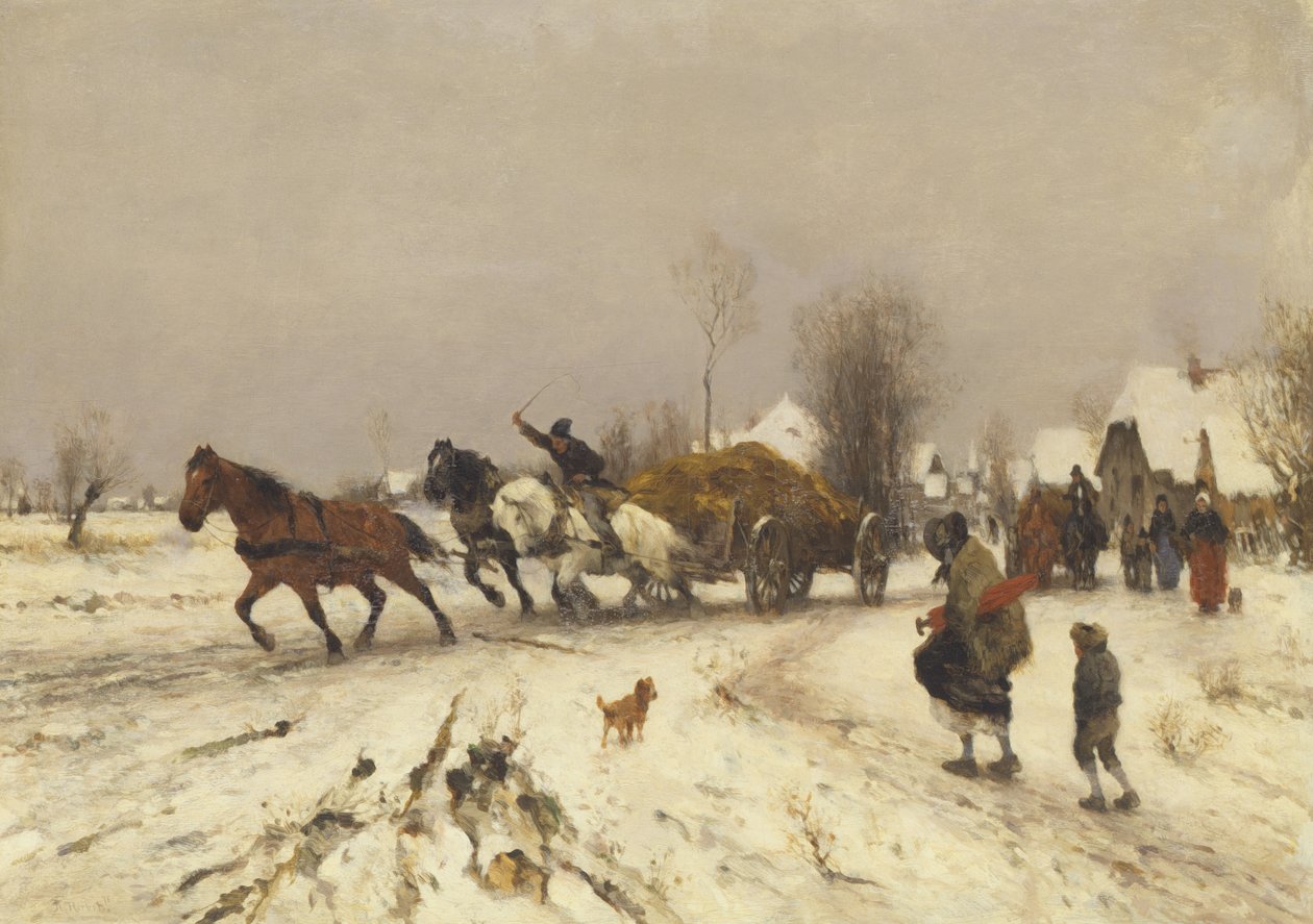 Un villaggio in inverno, 1876 da Thomas Ludwig Herbst