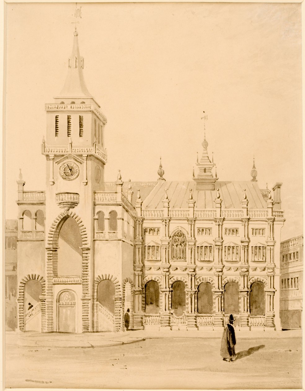 Esterno della Gilda Originale (inchiostro nero su carta su cartone) da Thomas Miles Richardson