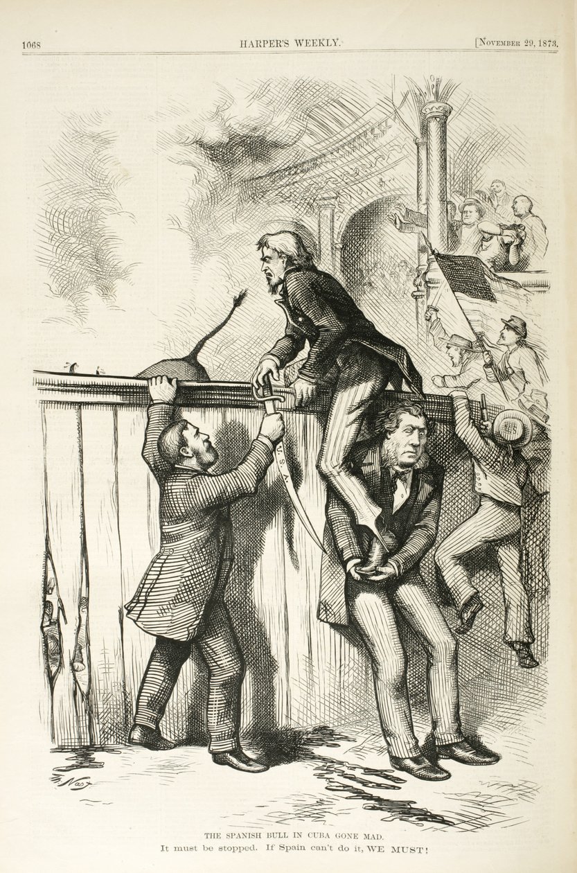 Il toro spagnolo a Cuba impazzito, 1873 da Thomas Nast