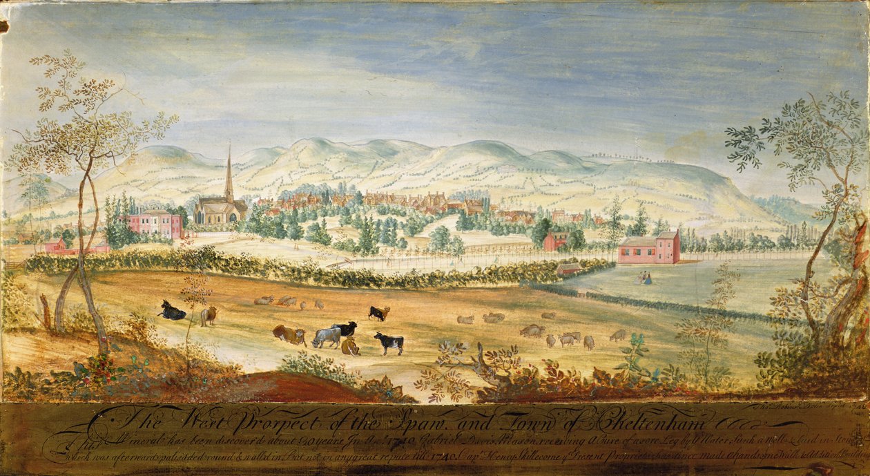 Prospetto occidentale della Spa e della città di Cheltenham, 1748 da Thomas Robins