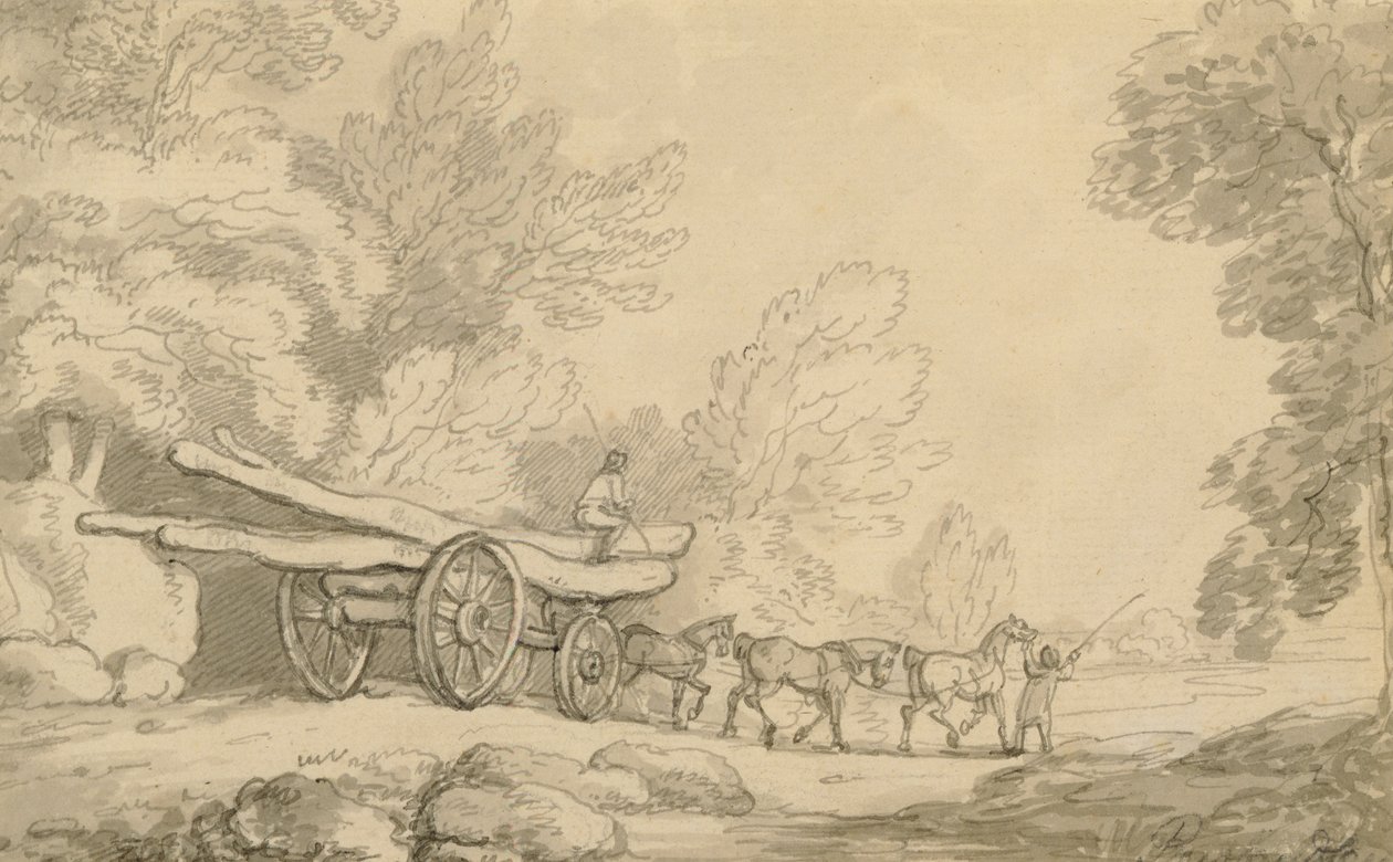 Un carro di legname, c.1790 da Thomas Rowlandson