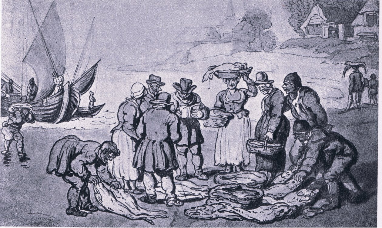 Mercato del pesce sulla spiaggia da Thomas Rowlandson