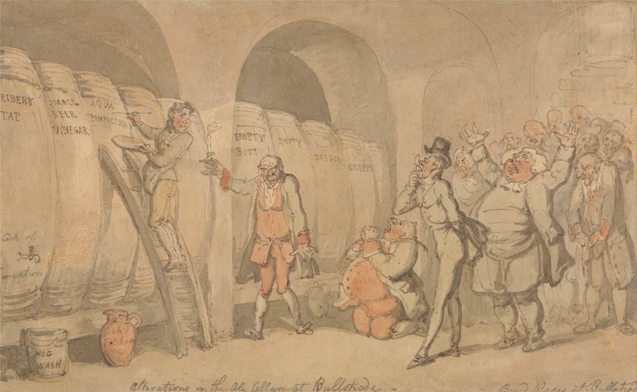 Modifiche nella cantina della birra a Bullstrode da Thomas Rowlandson