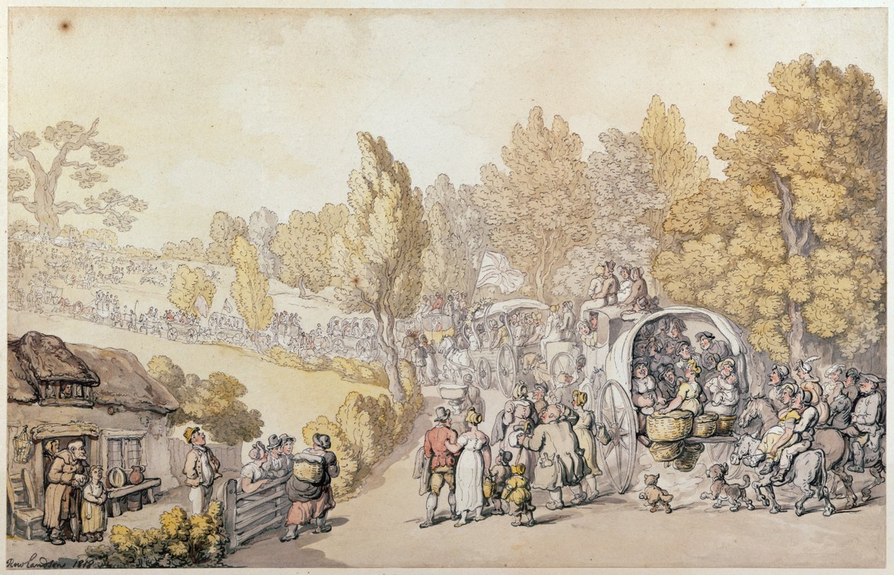 Cartone animato che raffigura contadini che si dirigono verso la città, 1818 da Thomas Rowlandson