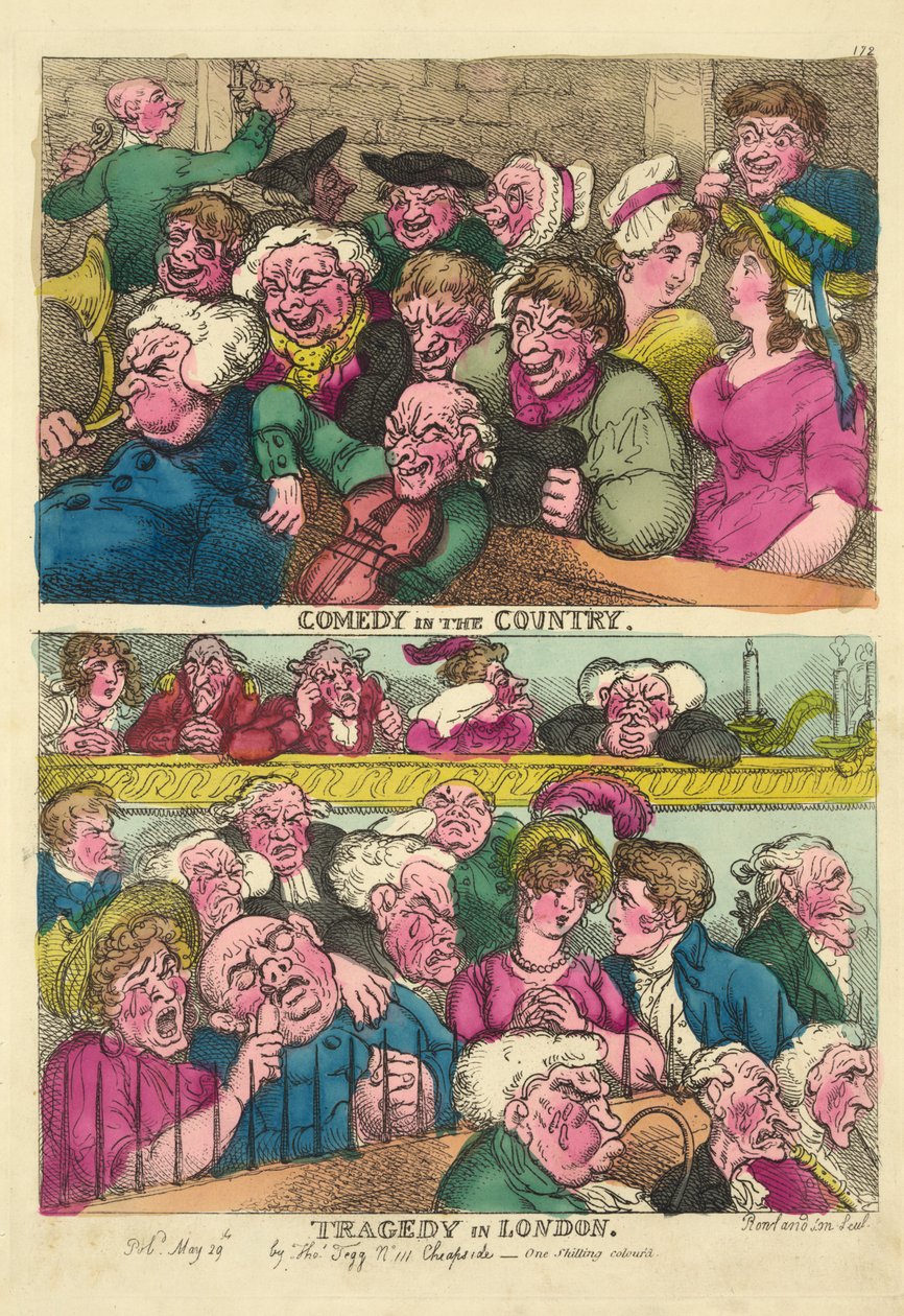 Commedia in campagna, tragedia a Londra, 1807 da Thomas Rowlandson