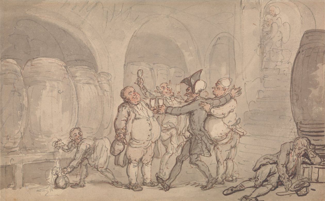 Il dottor Syntax liberato dalla cantina da Thomas Rowlandson