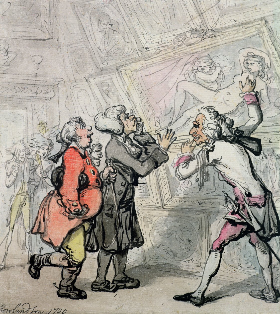 Inglesi che guardano quadri durante il Grand Tour, 1790 da Thomas Rowlandson
