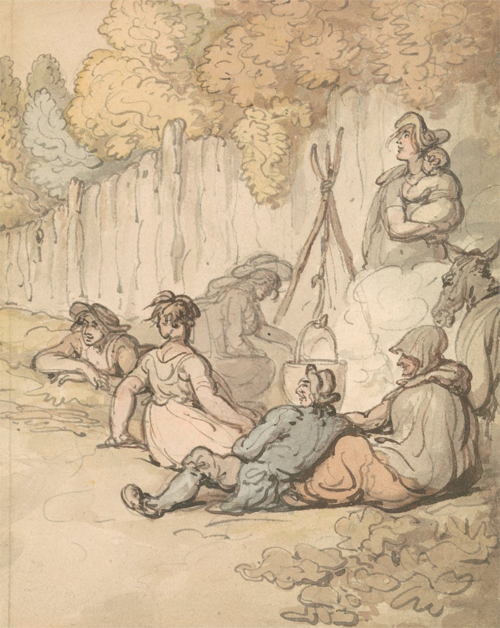 Zingari che cucinano su un fuoco aperto da Thomas Rowlandson