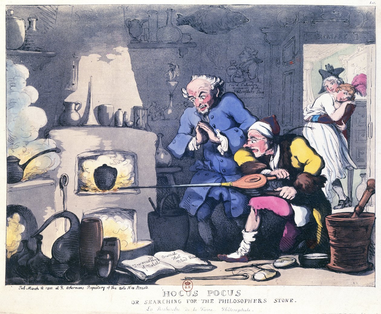 Hocus Pocus o Alla ricerca della Pietra Filosofale, pubblicato marzo 1800 da Thomas Rowlandson