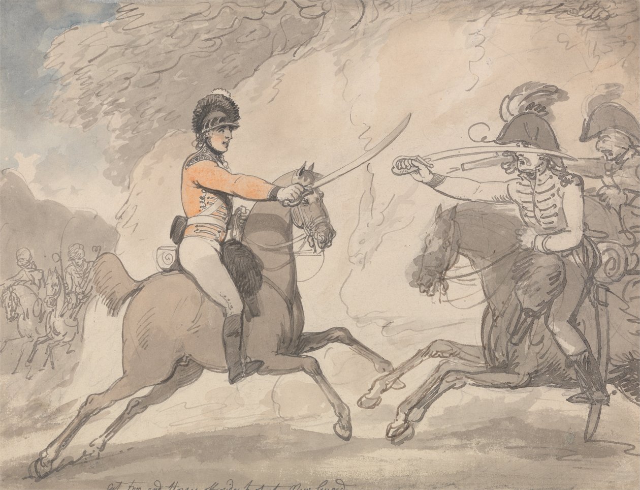 Esercizio di spada ungherese e scozzese da Thomas Rowlandson