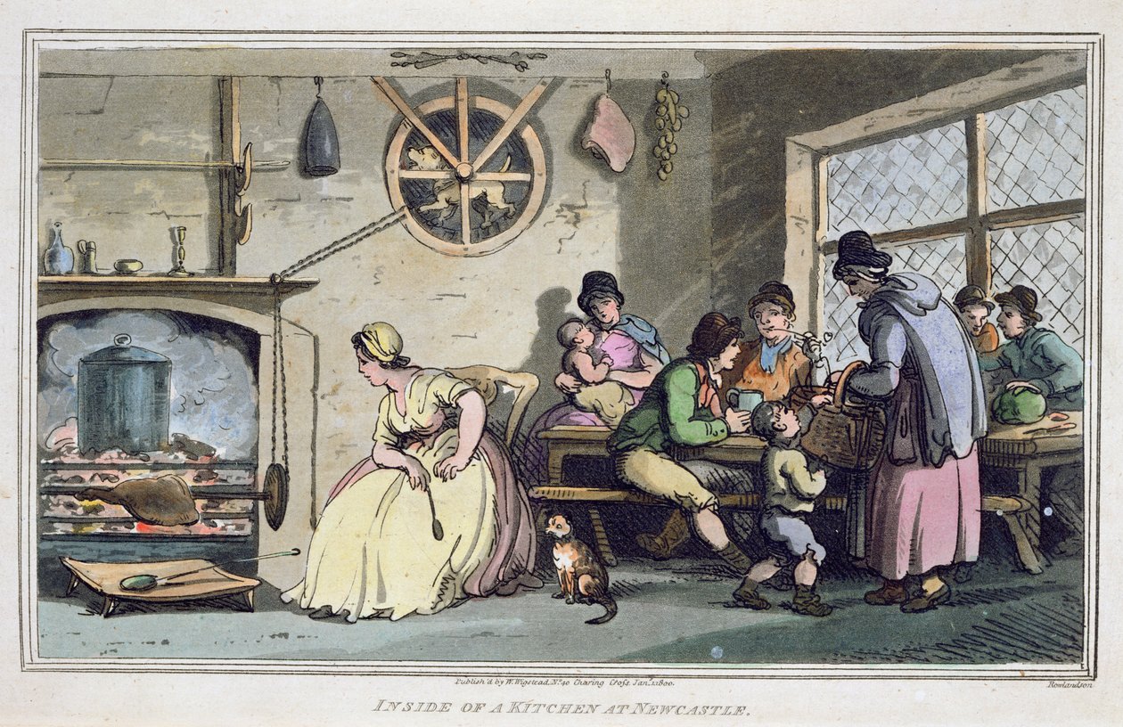 Interno di una cucina a Newcastle, pubblicato nel 1800 da Thomas Rowlandson