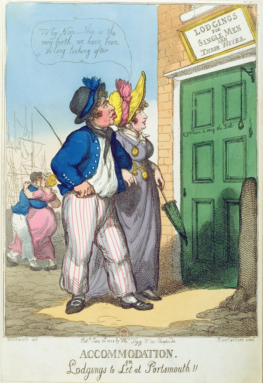 Alloggi per uomini single e le loro mogli a Portsmouth, 1808 da Thomas Rowlandson