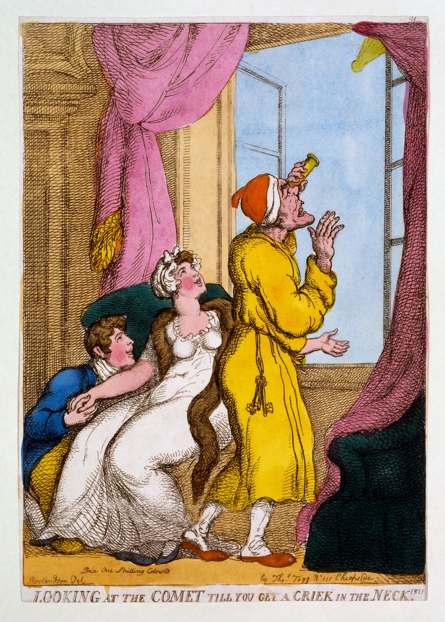Guardare la cometa fino a farsi venire un torcicollo, 1811 da Thomas Rowlandson