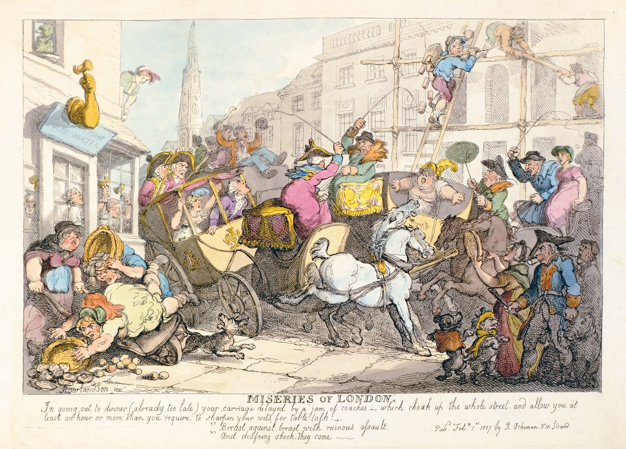 Miserie di Londra: Petto contro petto con assalto rovinoso e colpo mortale, pub. da Ackermann, 1807 da Thomas Rowlandson