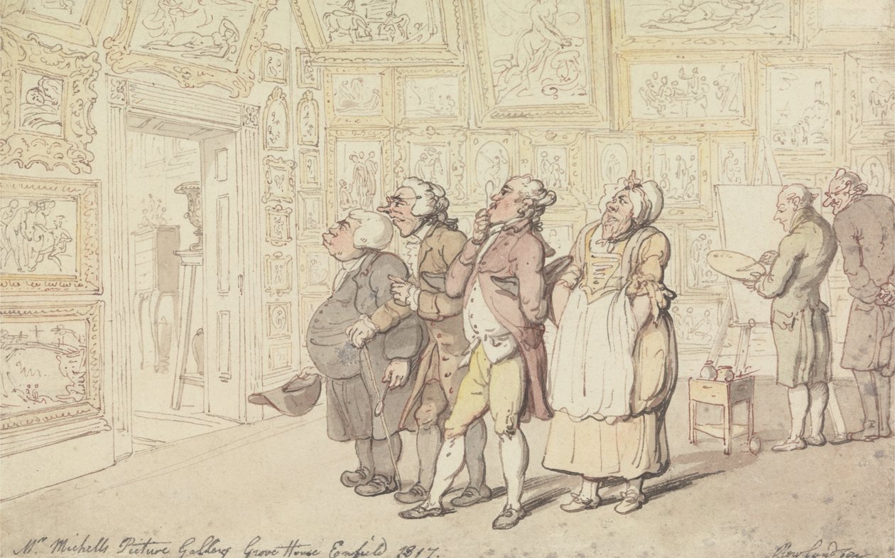 La galleria di quadri del signor Michell, Grove House, Enfield 1817 da Thomas Rowlandson