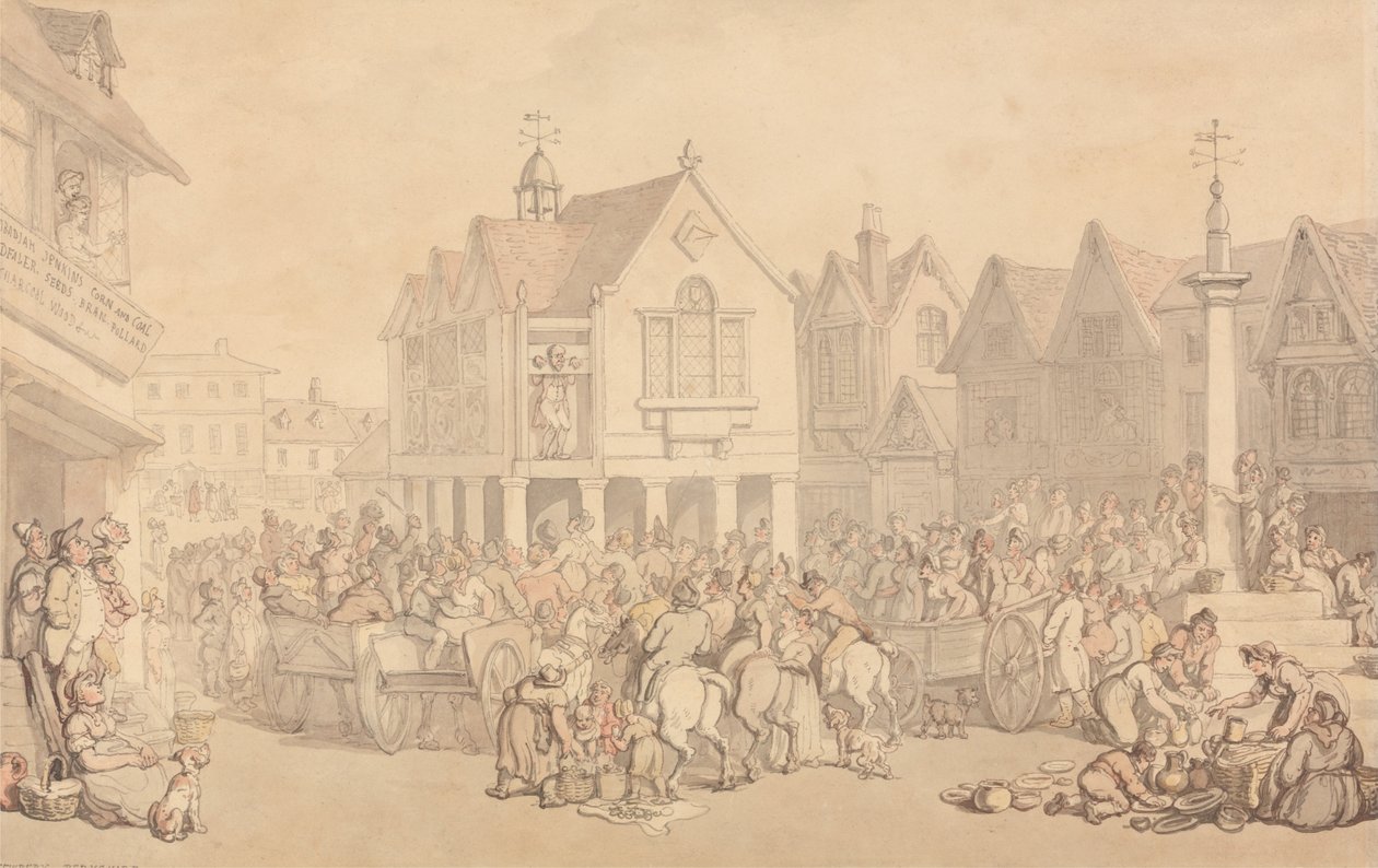 Piazza del mercato di Newbury, Berkshire da Thomas Rowlandson
