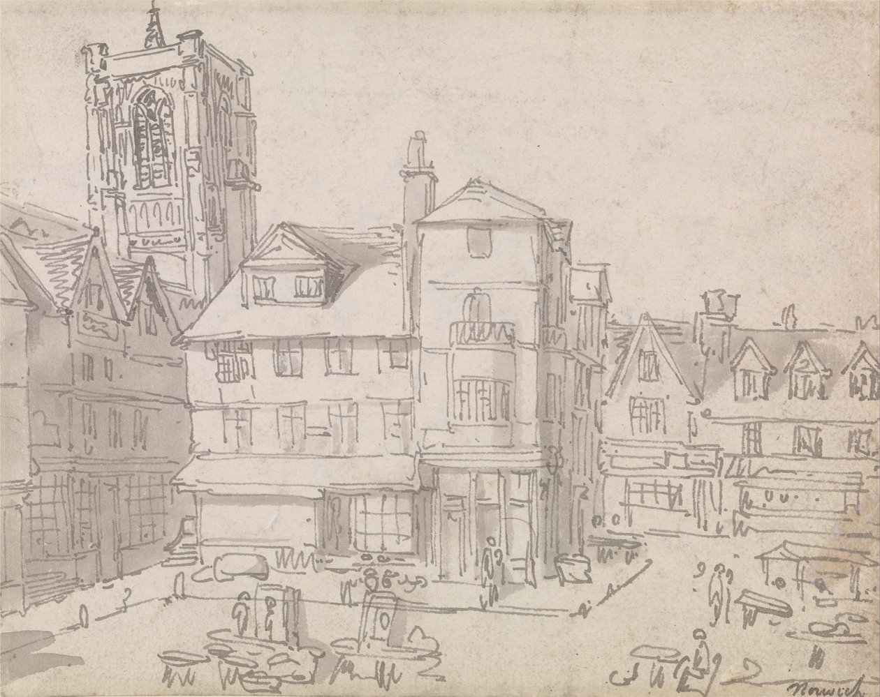Piazza del mercato di Norwich da Thomas Rowlandson