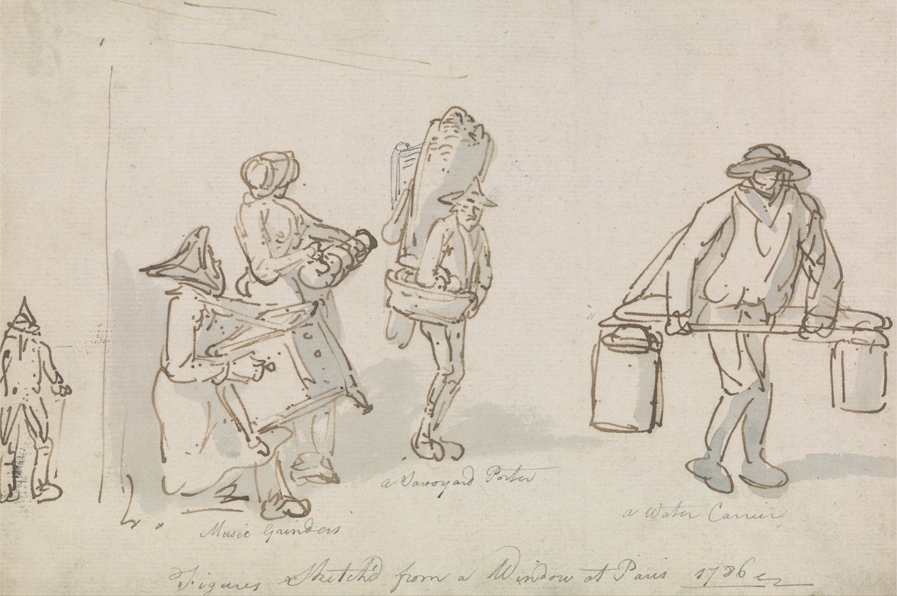 Figure di strada parigina da Thomas Rowlandson