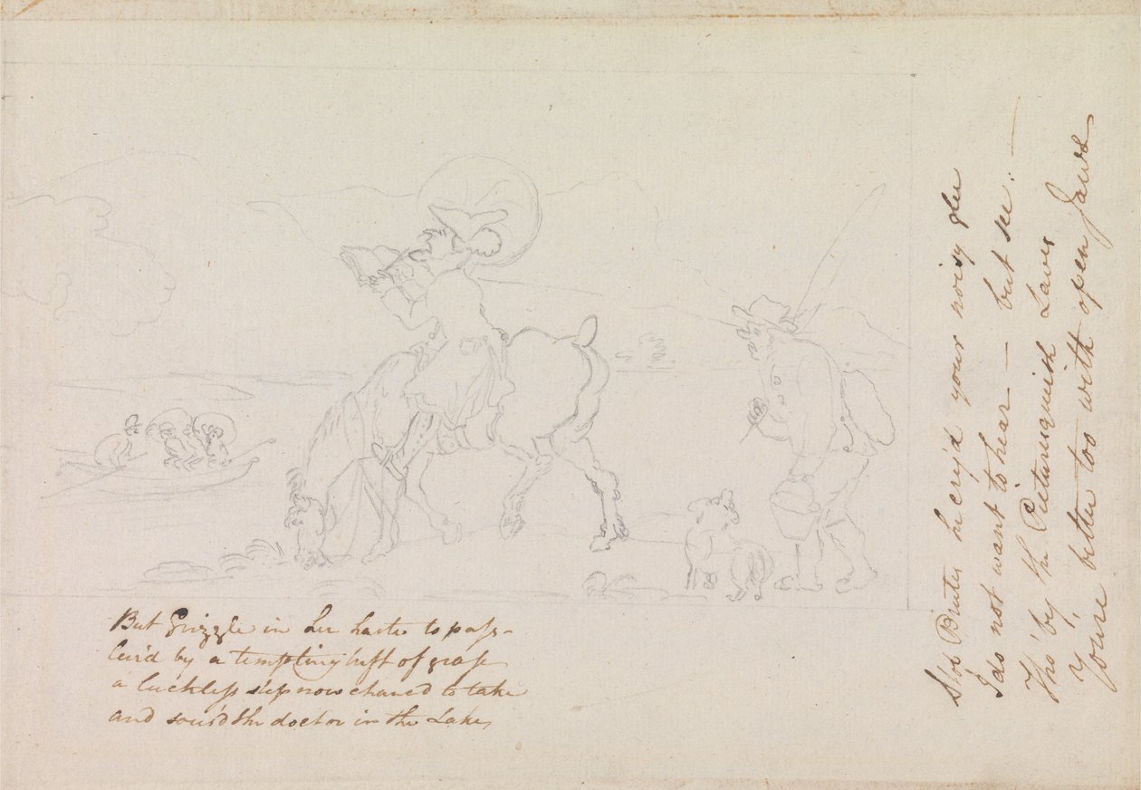 Schizzo preparatorio per Dr Syntax che disegna il lago da Thomas Rowlandson