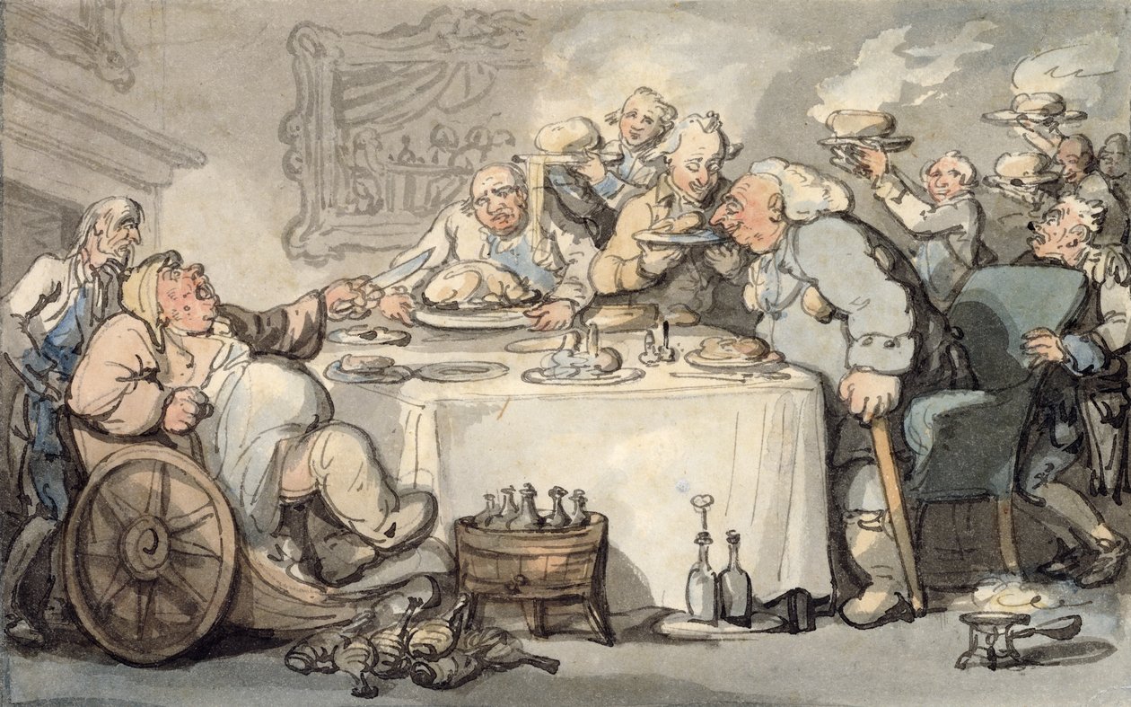 I comfort di Bath: Ghiottone gottoso a cena da Thomas Rowlandson