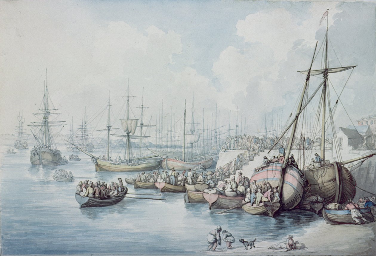 Lo sbarco dei realisti di Tolone a Southampton nel 1794 da Thomas Rowlandson