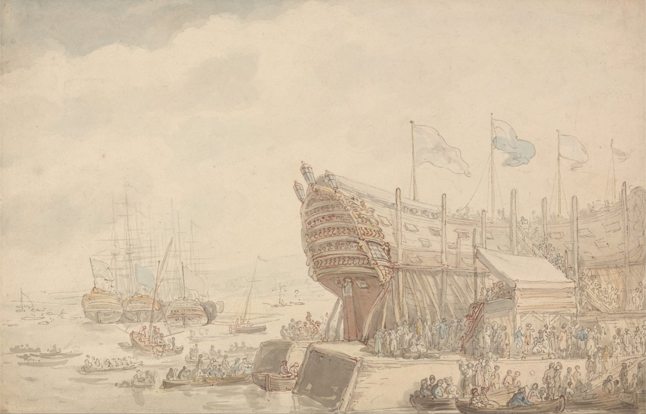 Il varo della H.M.S. Hibernia 1804 da Thomas Rowlandson