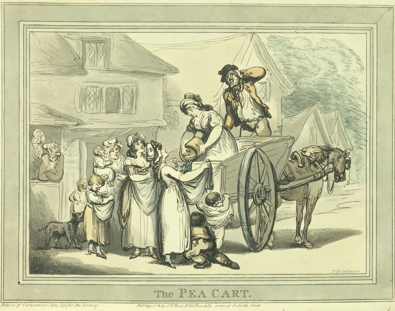 Il carro dei piselli, pub. da S.W. Fores da Thomas Rowlandson