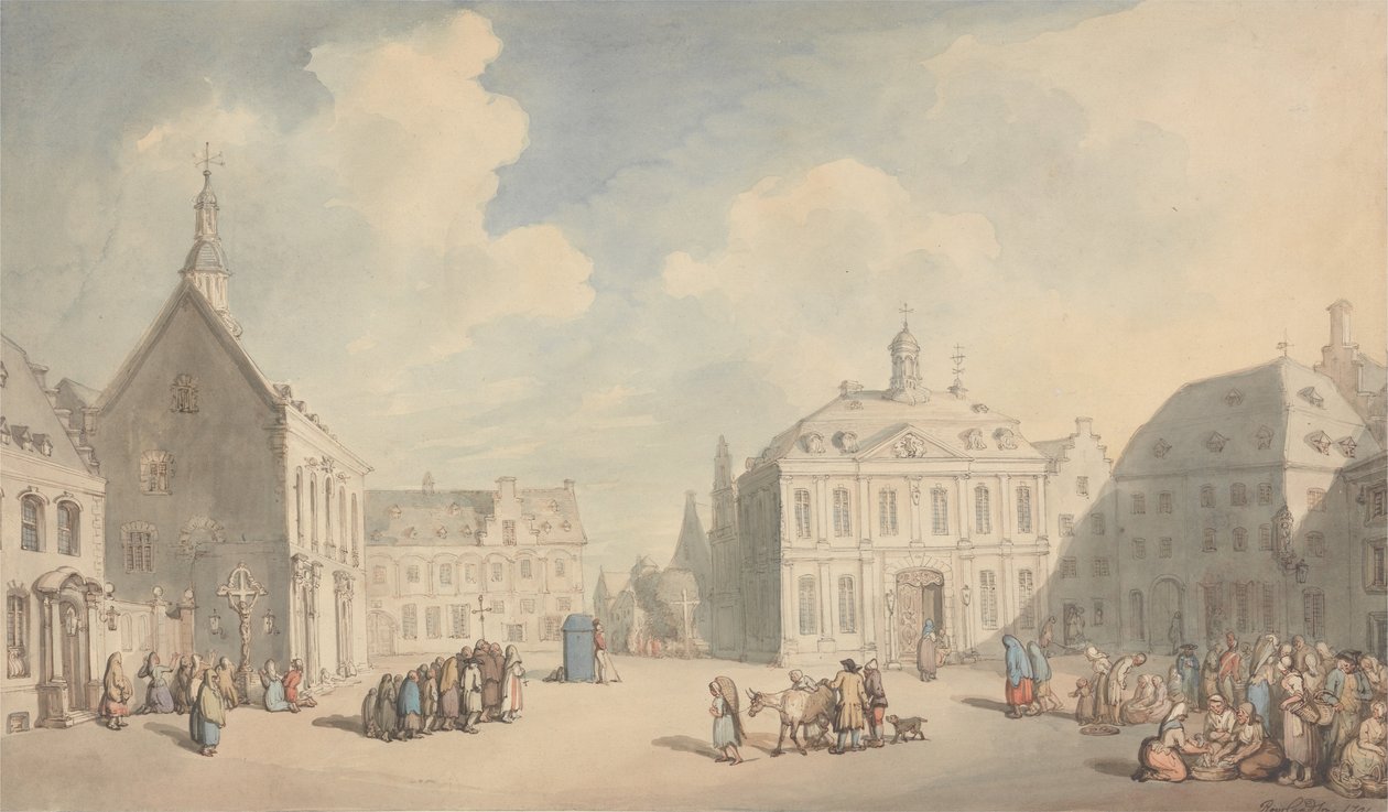 Veduta del mercato a Juliers in Westfalia da Thomas Rowlandson