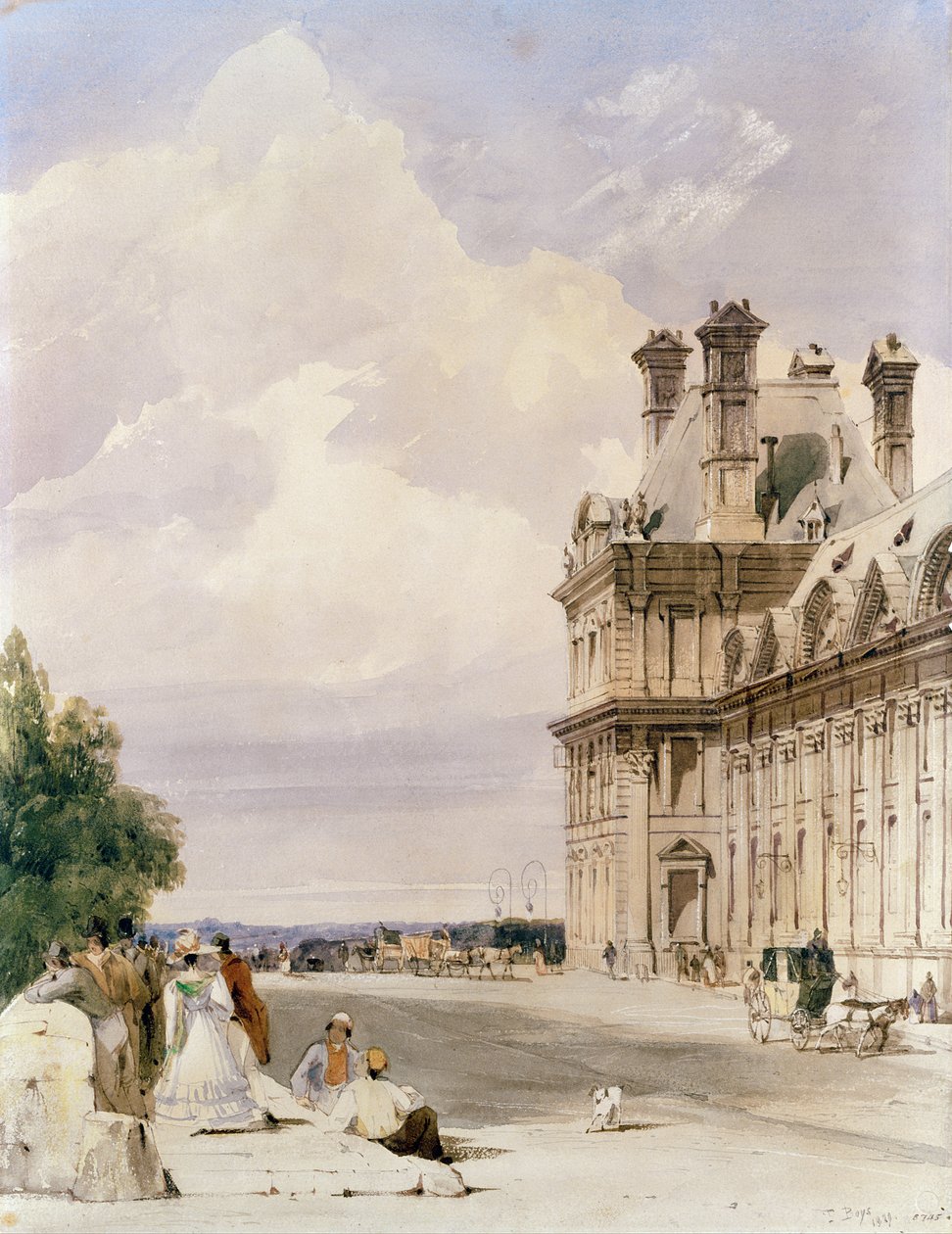 Vista vicino al Pont Royal, con il Pavillon de Flore, Tuileries da Thomas Shotter Boys