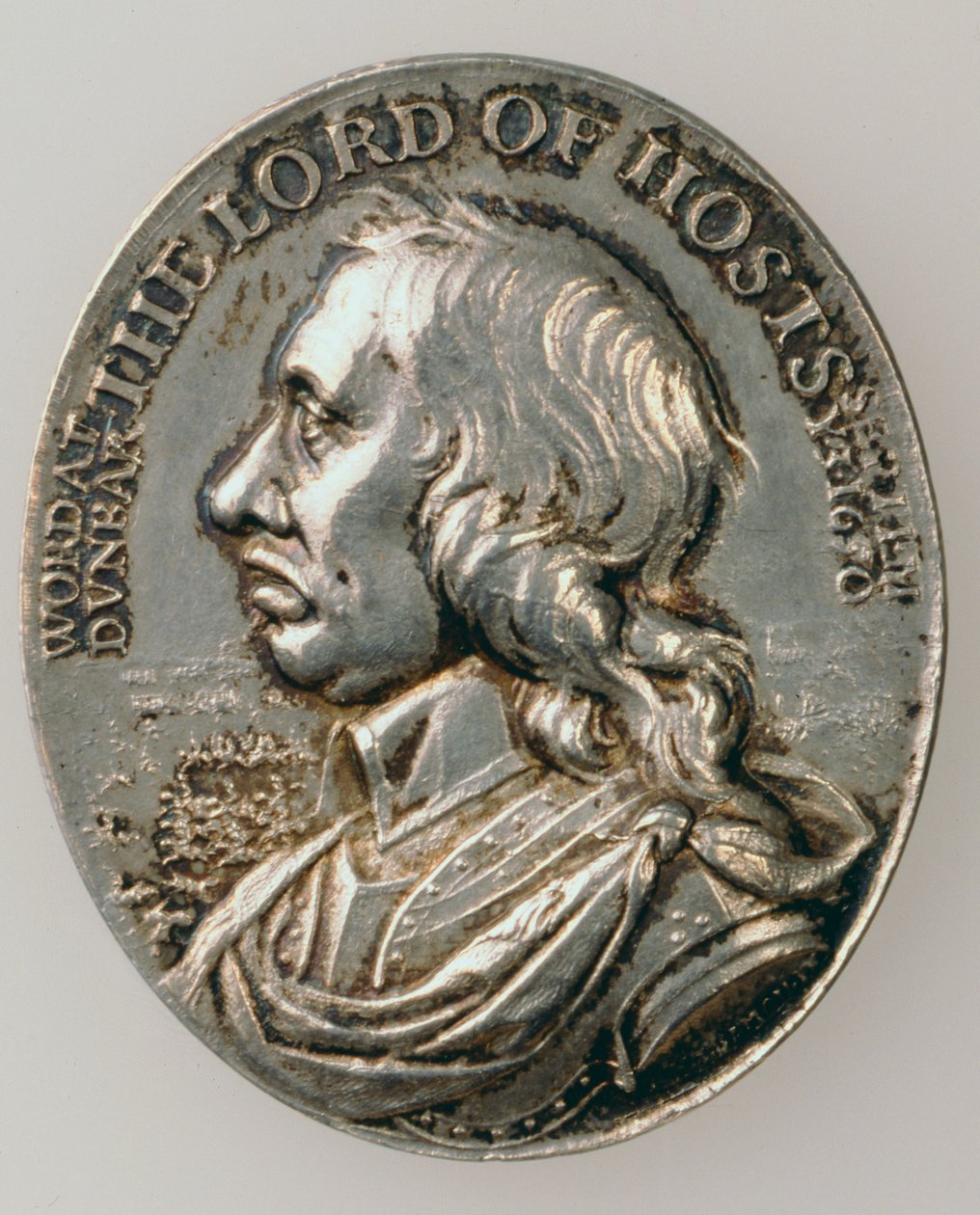Medaglia di Dunbar raffigurante Oliver Cromwell (1599-1658) 1650 (dritto) da Thomas Simon