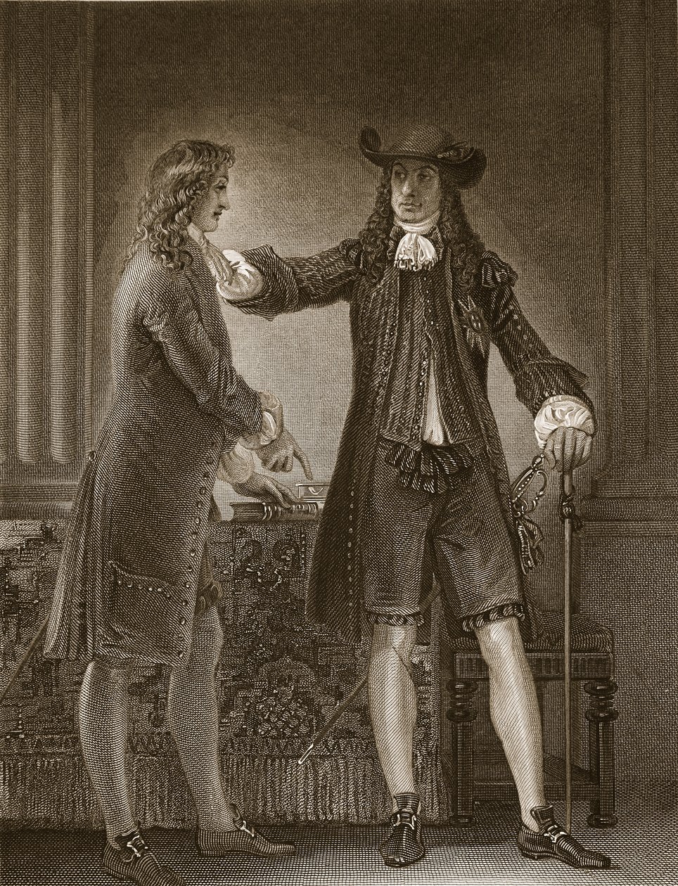 Carlo II e Sir William Temple, inciso da J. Parker, illustrazione da 