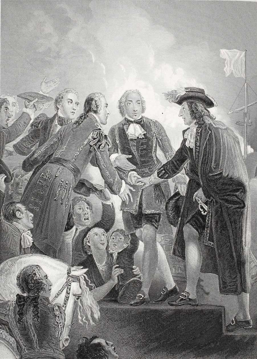 Lo sbarco di Guglielmo III a Torbay, inciso da A.H. Payne da Thomas Stothard