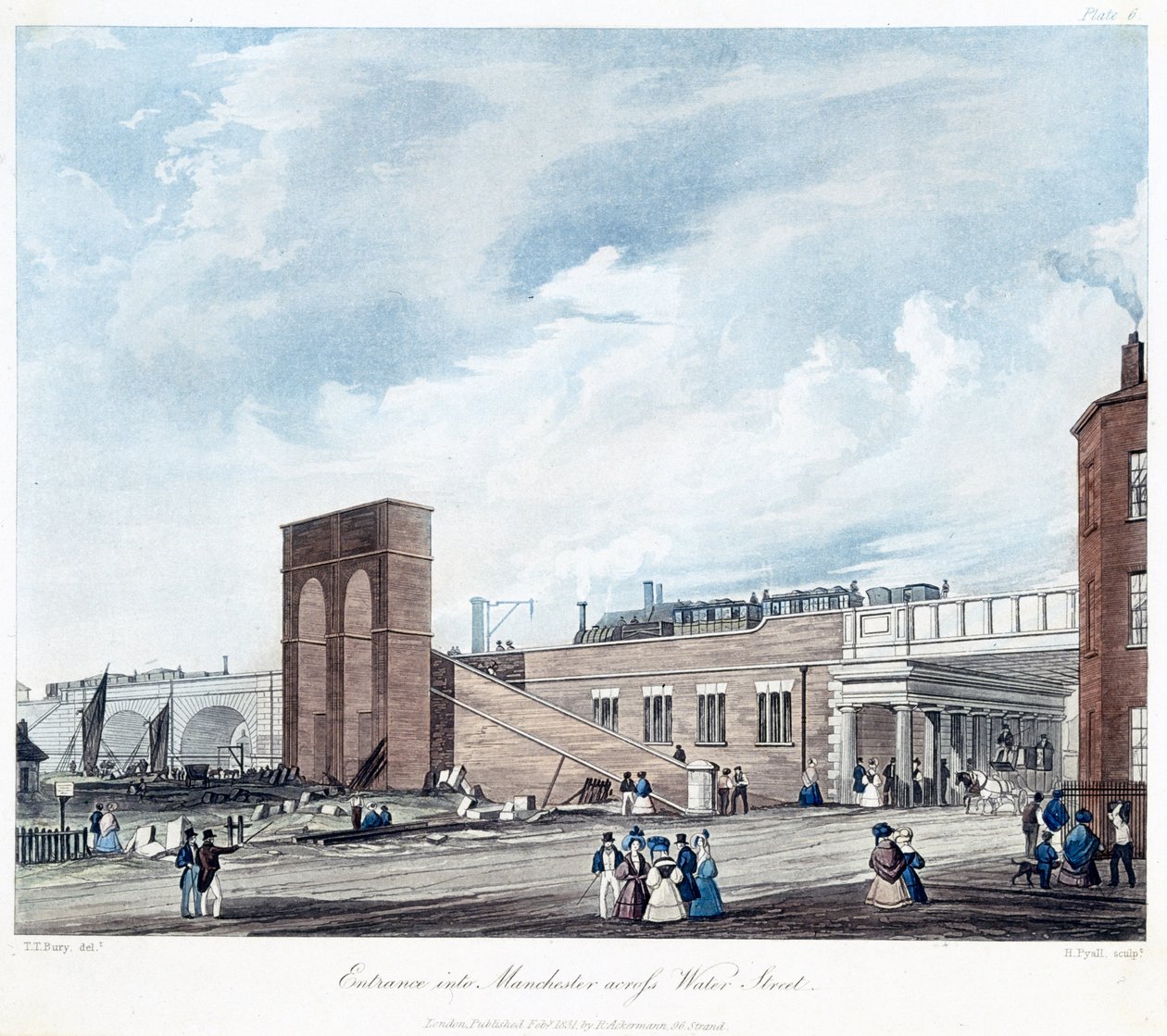 Ingresso a Manchester attraverso Water Street, inciso da Henry Pyall (1795-1833) pubblicato da Ackermann & Co., 1831 da Thomas Talbot after Bury