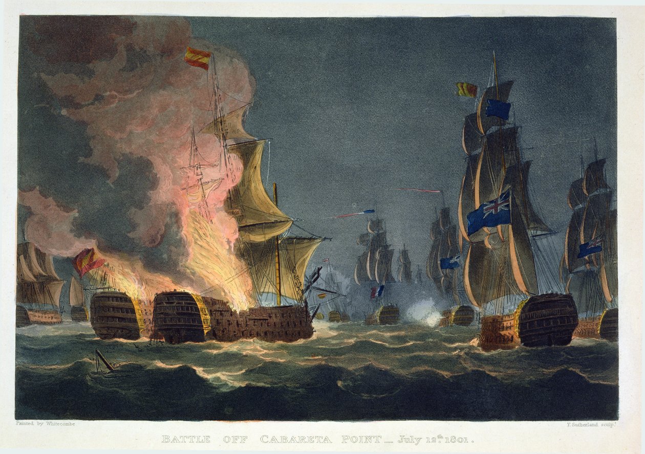 La Battaglia di Cabareta Point, 12 luglio 1801, inciso da Thomas Sutherland per 