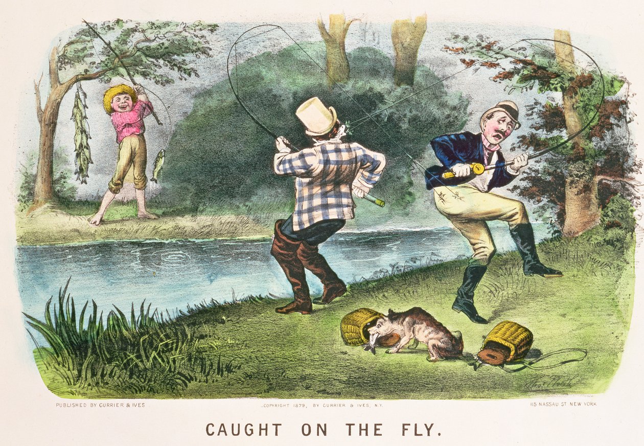 Preso al volo, pub. da Currier e Ives, New York, 1879 da Thomas Worth