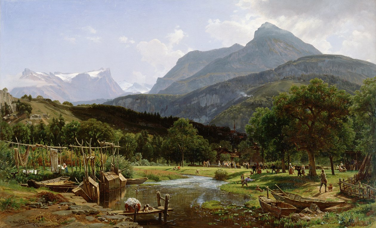 Vista vicino a Brunnen sul lago di Lucerna, Svizzera, 1857 da Thomas Worthington Whittredge